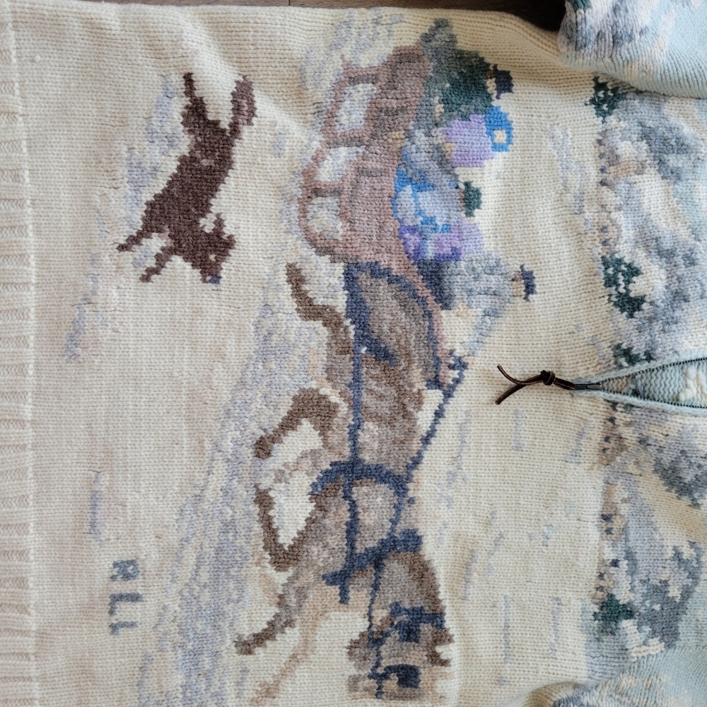 RARE Vintage EXCLUSIVE HAND KNIT LAUREN RALPH LAUREN ZIP WOOL Sweater Size P - Picture 5 of 14